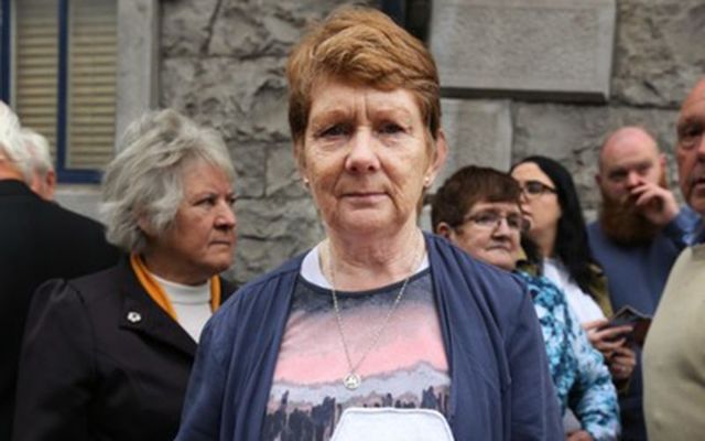 Tuam Mother and Baby protest. Pictured shows Historian Catherine Corless carries a \"baby coffin\" in Tuam, Galway. 