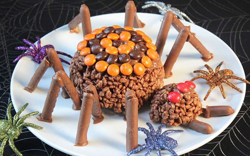 Turn the classic Irish Rice Krispie bun into a giant chocolate Halloween spider