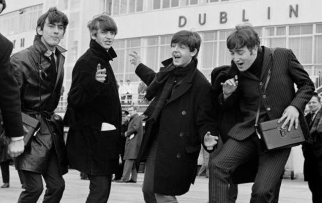 The Beatles arrive at Dublin airport in 1963.