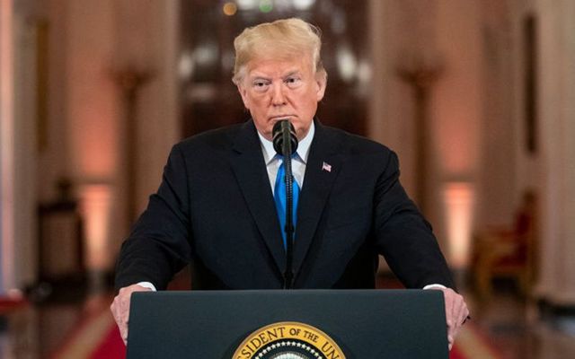 U.S. President Donald Trump speaks during a news conference a day after the midterm elections on November 7, 2018, in the East Room of the White House in Washington, DC.