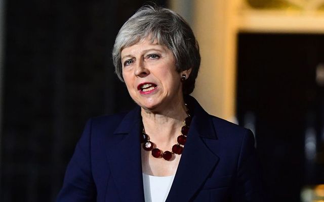 British Prime Minister Theresa May announces Brexit deal outside 10 Downing Street, London.