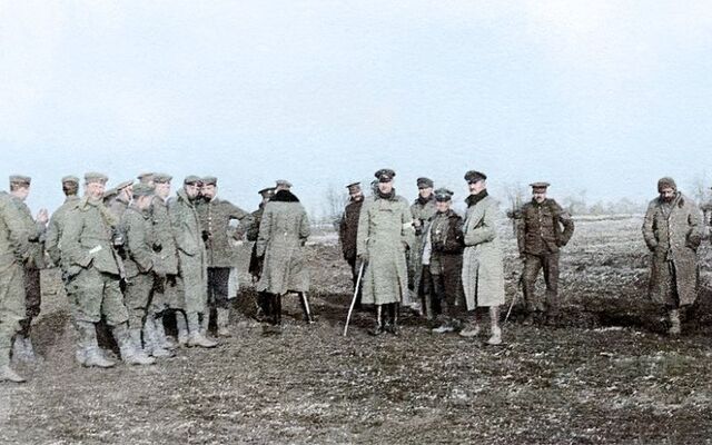 German and British troops during the Christmas Truce of 1914.
