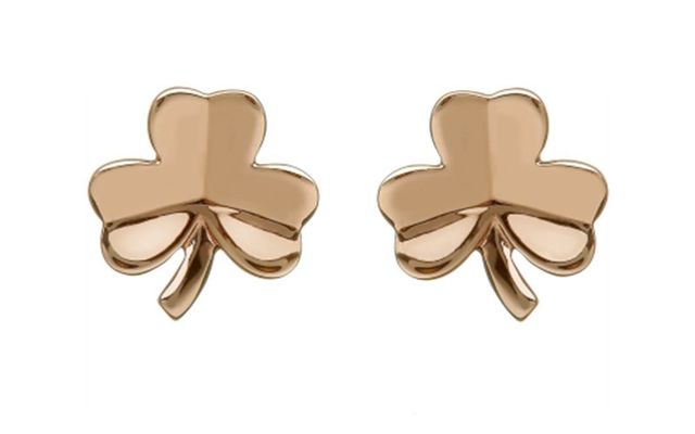 Rose gold shamrock earrings from Weir and Sons. 