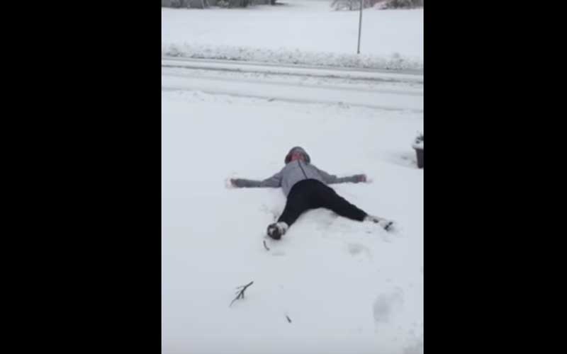 Irish woman in Boston hilariously attempts her first ever snow angel