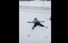 Irish woman in Boston hilariously attempts her first ever snow angel