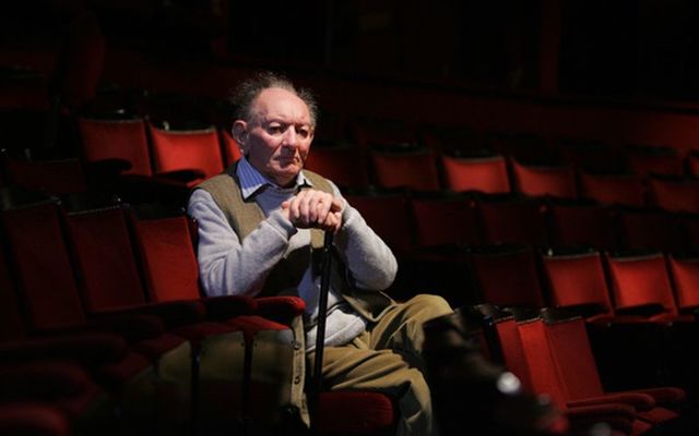 Playwright Brian Friel pictured in the Gaiety Theatre attending the first day of rehearsals of Noel Pearson\'s new production of Friel\'s play \"Philadelphia, Here I Come!\" in 2010. 