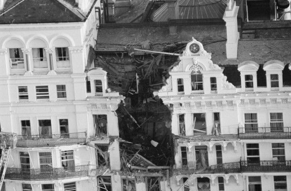 The Grand Hotel in Brighton after a bomb exploded