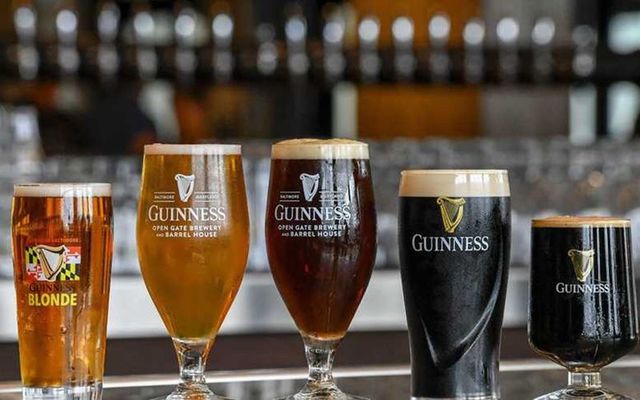 The core beer lineup at the Guinness Open Gate Brewery and Barrelhouse in Maryland