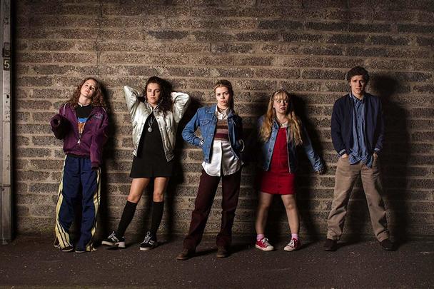 Cast members of the hit TV series, Derry Girls.