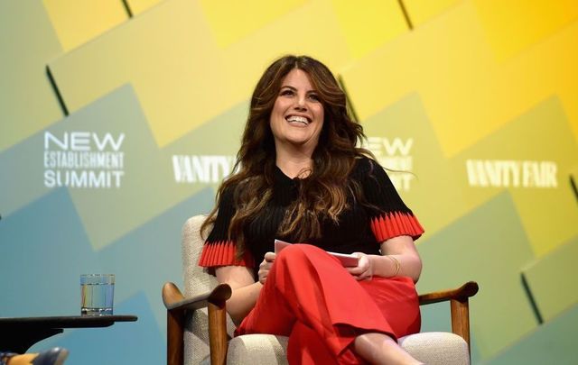 Contributing editor at Vanity Fair, Monica Lewinsky speaks onstage at Day 1 of the Vanity Fair New Establishment Summit 2018 at The Wallis Annenberg Center for the Performing Arts on October 9, 2018, in Beverly Hills, California.