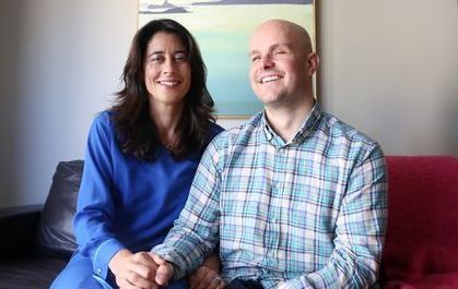 Mark Pollock with his fiancee Simone George at their home in Ranelagh Dublin.