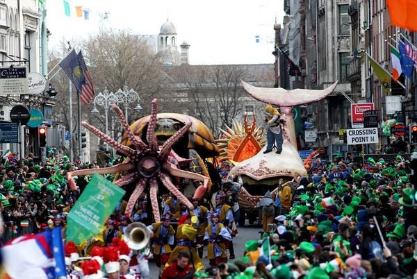 Performers at the St. Patrick\'s Festival Parade.