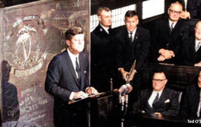 President John F Kennedy addressing Ireland\'s Parliament in 1963.