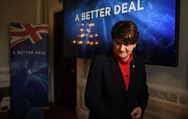 Leader of the Democratic Unionist Party (DUP) Arlene Foster after a press conference to offer an alternative Brexit plan on January 15, 2019, in London, England. 