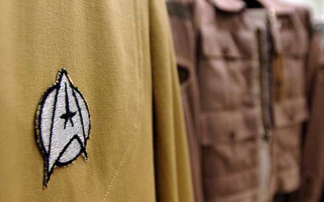 Emblem on a Star Trek uniform. Irish fans want to build a statue to honor Star Trek character Chief O\'Brien.