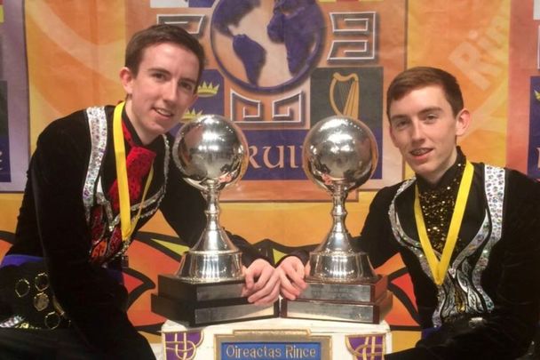 Michael and Matthew Gardiner as World Irish Dancing Champions.