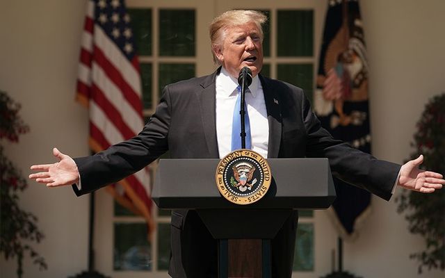 US President Donald Trump in the Rose Garden, at the White House, May 2019.