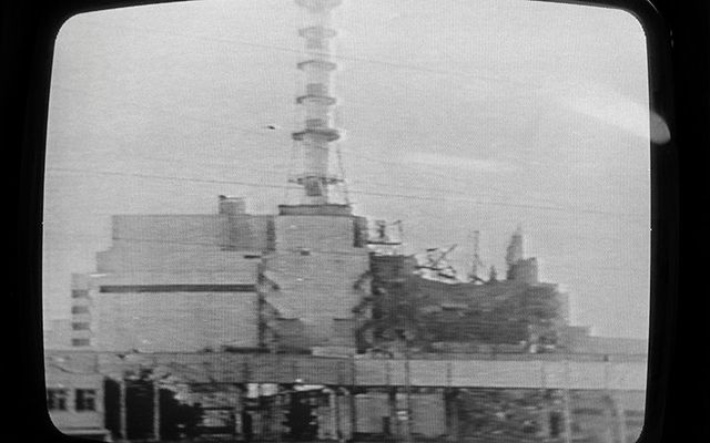 TV footage of the Chernobyl disaster 33 years ago.
