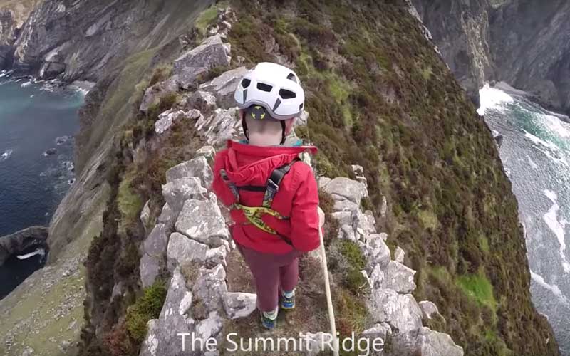 Five-year-old boy walks across one of Ireland's most terrifying sea stacks