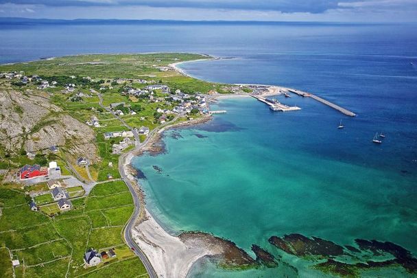 Aerial View of Inis Mór, Aran Islands, Co Galway - one of the best places in Ireland when the sun is shining!
