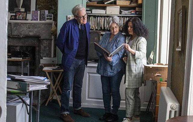 Rory O\'Connell, Fern Allen & Regina Sexton examining Myrtle Allen\'s archives in Ballymaloe House. 