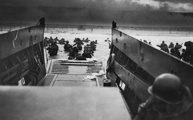A view from the boats of the beaches on D-Day, during World War II