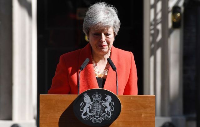 Prime Minister Theresa May makes a statement outside 10 Downing Street on May 24, 2019, in London, England. The prime minister has announced that she will resign on Friday, June 7, 2019.