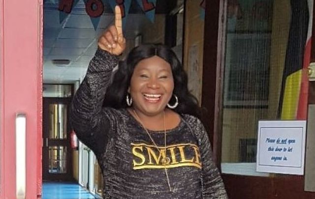 Yemi Adenuga after voting for herself in the Meath County Council elections.
