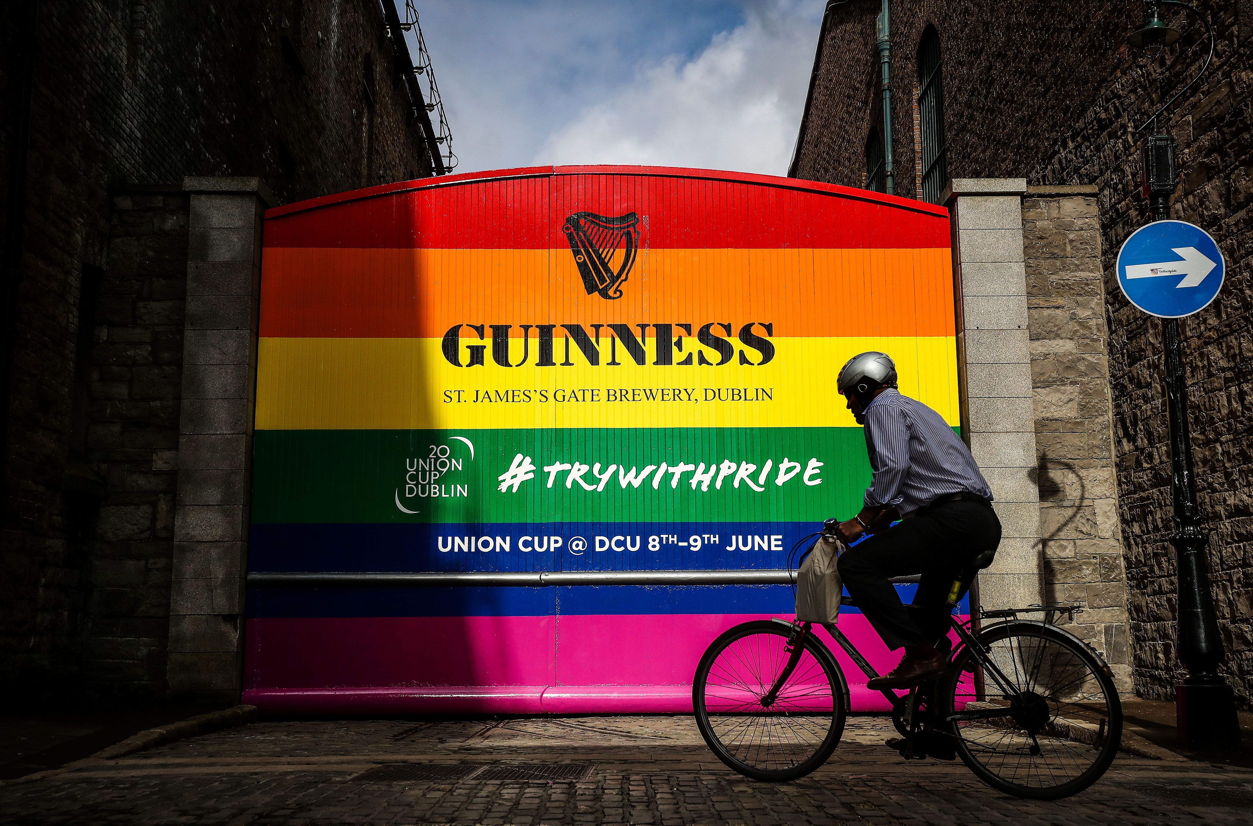 Guinness Storehouse gates return from Pride colors to custom black