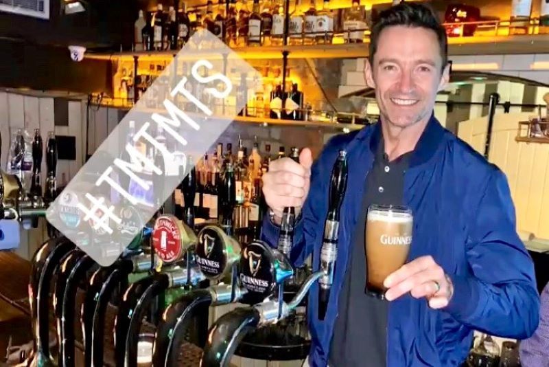 Sláinte! Hugh Jackman had his first Irish pint of Guinness in Dublin this week