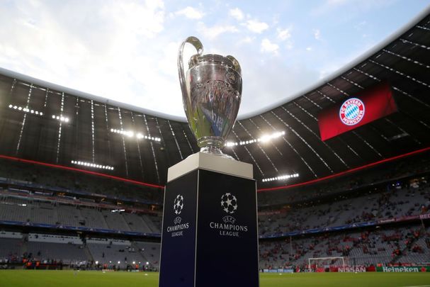 The Champions League trophy is pictured during the UEFA Champions League Semi Final First Leg match between Bayern Muenchen and Real Madrid at the Allianz Arena on April 25, 2018, in Munich, Germany. 