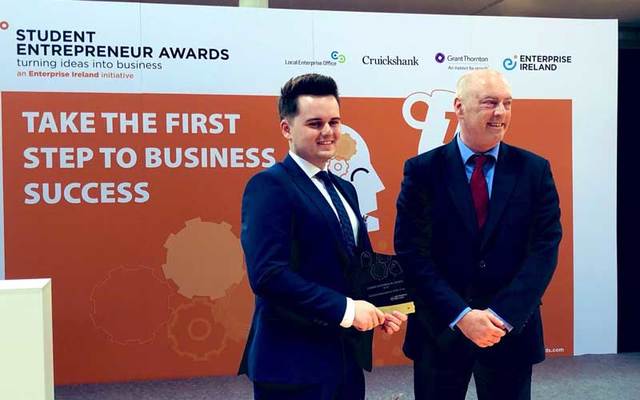 Christopher McBrearty, the winner of the Enterprise Ireland’s Student Entrepreneur of the Year Award.