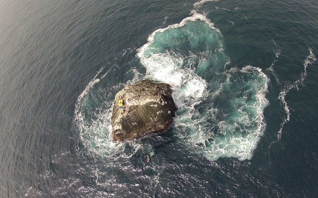 An aerial shot of Rockall Island, in the North Atlantic Ocean, north west of Ireland and Scotland.