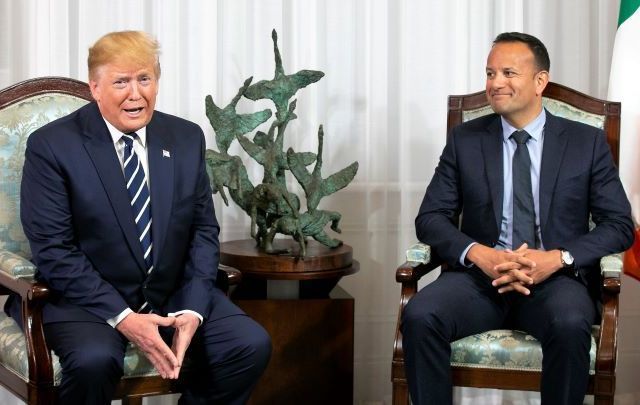 President Trump and Taoiseach Varadkar speaking at Shannon Airport.