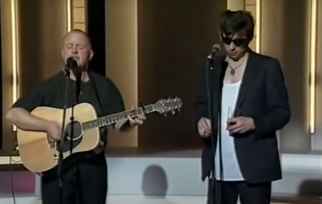 Shane MacGowan and Christy Moore sing \"Spancil Hill\", on the \"Late Late\" in 1994.