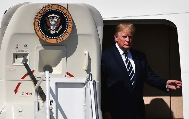 President Trump arrives in Ireland aboard Air Force One on June 5, 2019.
