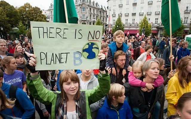 A young European protesting inaction on climate change.