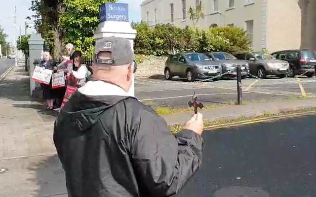 Fr Stephen Imbarrato performing an exorcism outside an abortion facility in Ireland.