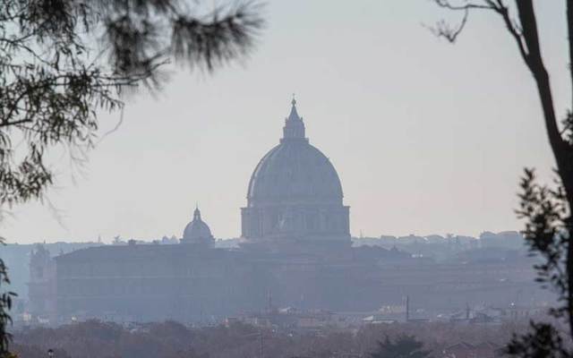 Dome of Saint Peter\'s Basilica in Rome.