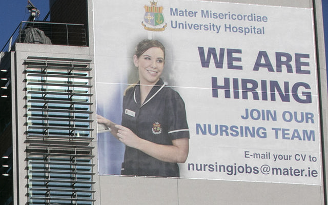 A poster advertising nursing jobs in Dublin.