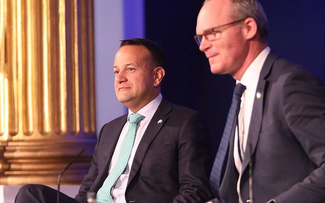 Ireland\'s leader, An Taoiseach Leo Varadkar on stage at the Global Ireland 2025 summit, at Dublin Castle.