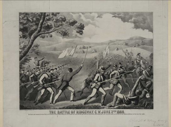 A painting of the Battle of Ridgeway.