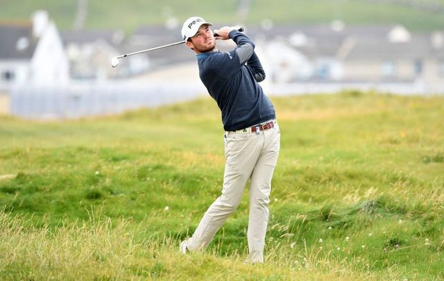 Cormac Sharvin of Northern Ireland plays his second shot on the third hole during Day Four of the Dubai Duty-Free Irish Open at Lahinch Golf Club on July 07, 2019, in Lahinch, Ireland.