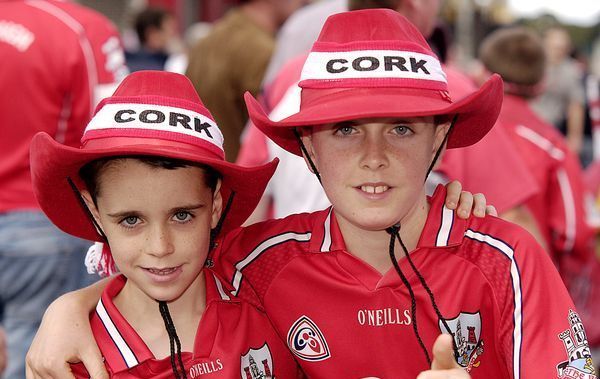 Cork Hurling fans (l-r) Shane (8) and Cian Murphy (12) ahead of Corks\' All Ireland title clash with Kilkenny in 2006. 