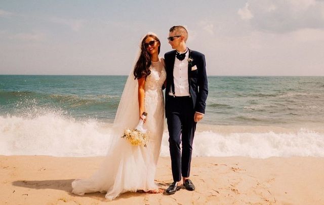 Newlyweds Michael and Melissa Mullan at their New York wedding this month.