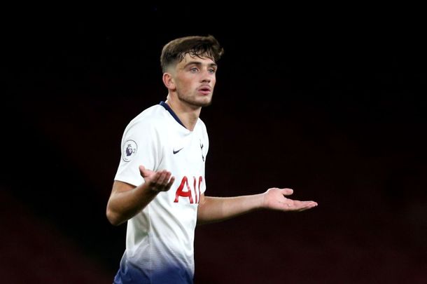  Troy Parrott of Tottenham Hotspur reacts during the Premier League 2 match between Arsenal and Tottenham Hotspur at Emirates Stadium on August 31, 2018 in London, England. 