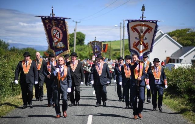The Orange Order marching in Rossnowlagh, Co Donegal in July 2017. Varadkar says he\'d be \"happy\" to see them march in Dublin.