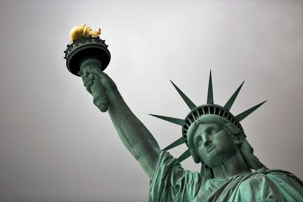 The Statue of Liberty: \"Give me your tired, your poor...\" or are we going to have a left-wing English lesson instead.