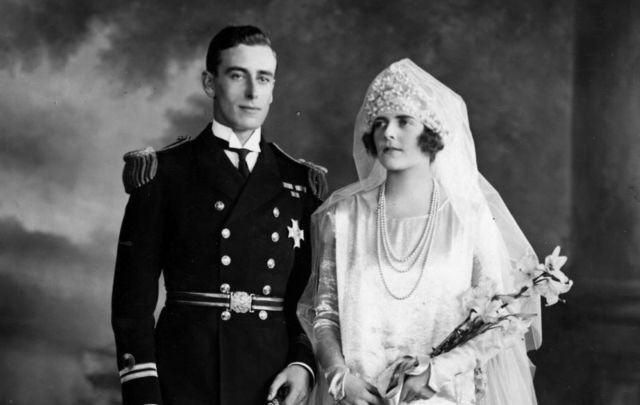 Lord Mountbatten and his wife Edwina on their wedding day