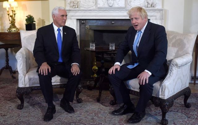 Prime Minister Boris Johnson meets with US Vice President Mike Pence inside 10 Downing Street on September 5, 2019, in London, England.
